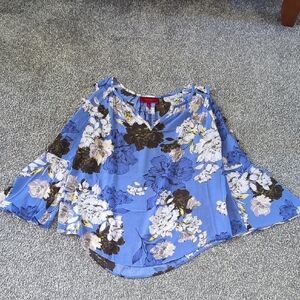 Jennifer Lopez Blue and White Floral Blouse